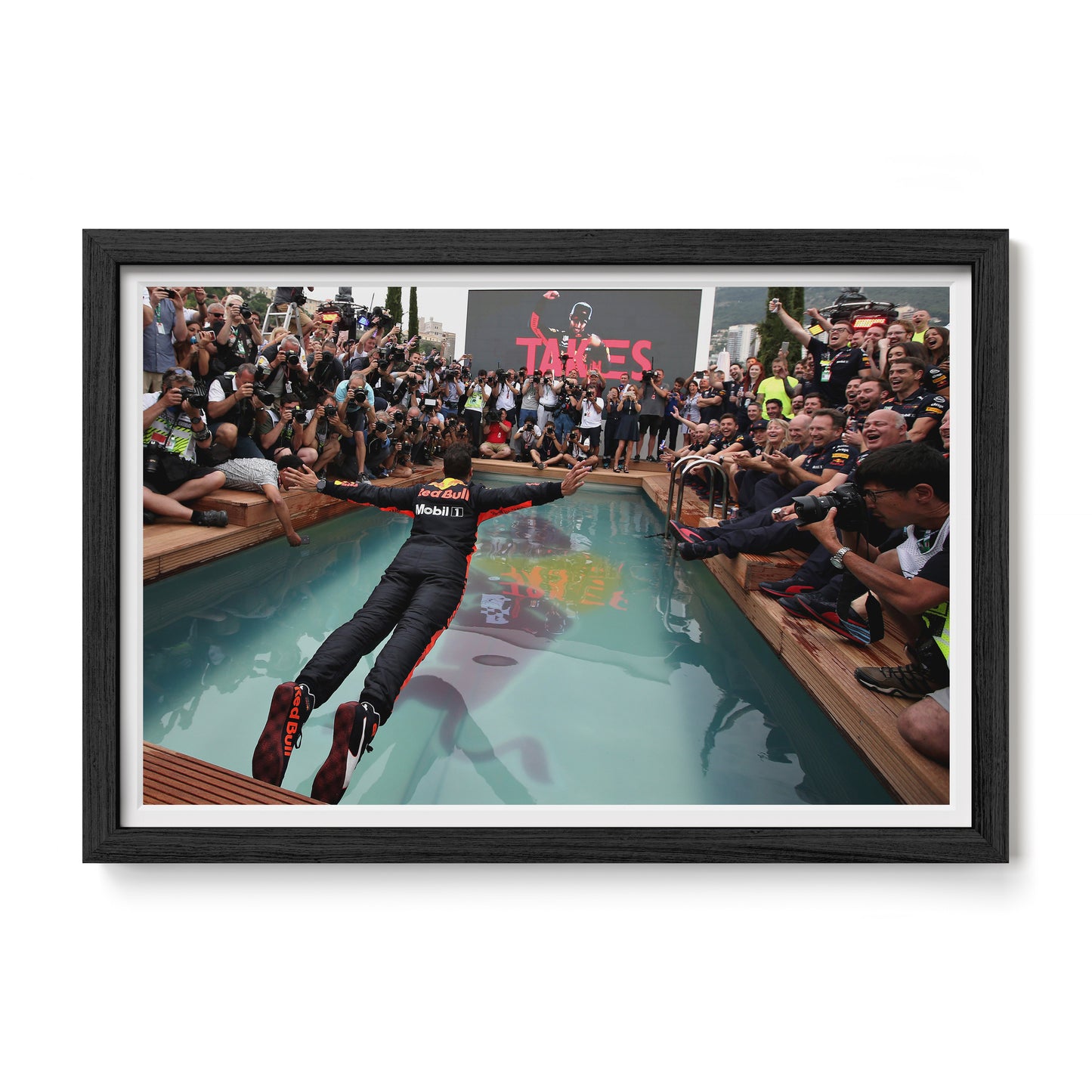 Daniel Ricciardo Jumps Into Redbull Pool - Monaco Win